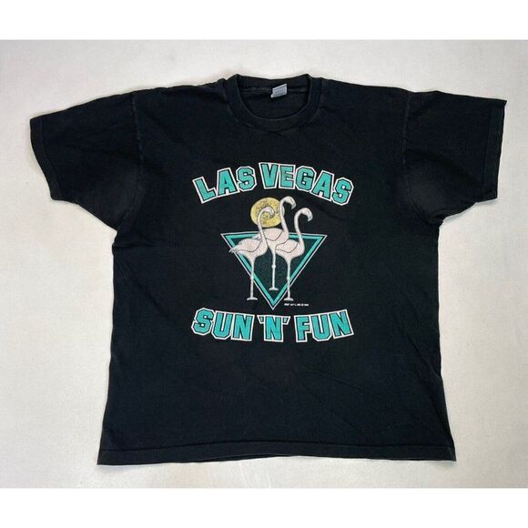 VINTAGE Las Vegas Sun N Fun 1991 Graphic T-shirt Men XL USA 90s Single Stitch - Picture 1 of 11